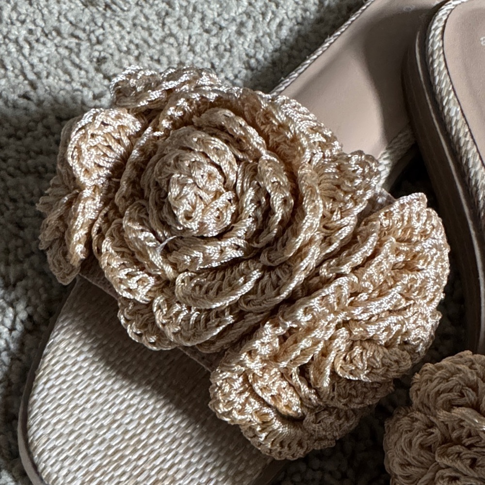 a new day Beige Crochet Floral Slide Mules - Picture 3 of 10